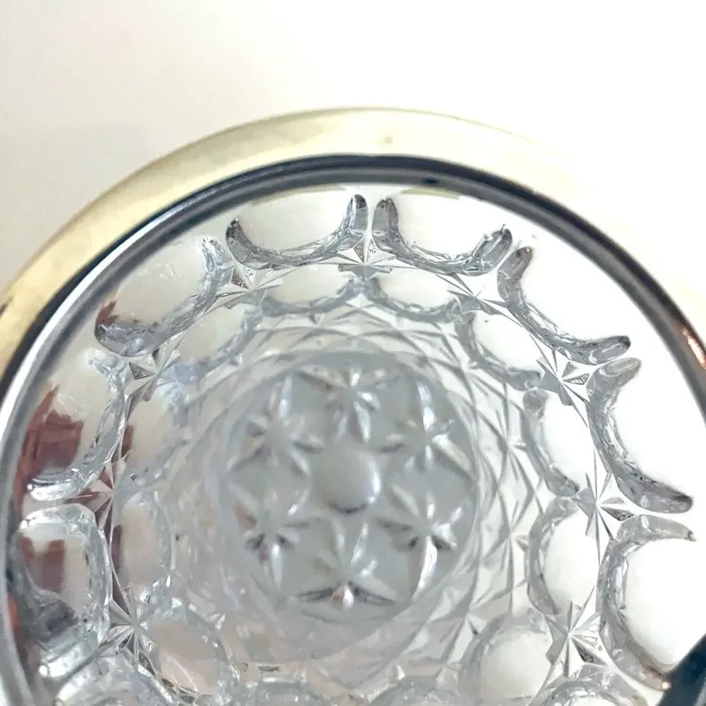 Ice Bucket Vase Vtg William Adams Crystal Silver Plate Thumbprint Italy